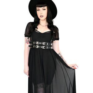 Foxblood Lily mesh maxi dress